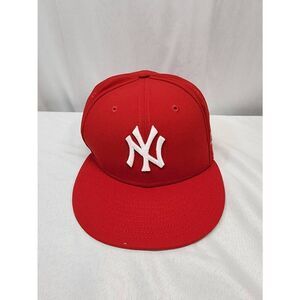 New Era New York Yankees White Red Size 8 Fitted Hat